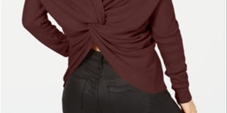 Suéter feminino Bar III Twist Back, marrom, tamanho GG