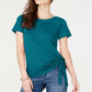Camiseta feminina INC com franzido lateral, verde, tamanho pequeno, extragrande