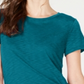 Camiseta feminina INC com franzido lateral, verde, tamanho pequeno, extragrande