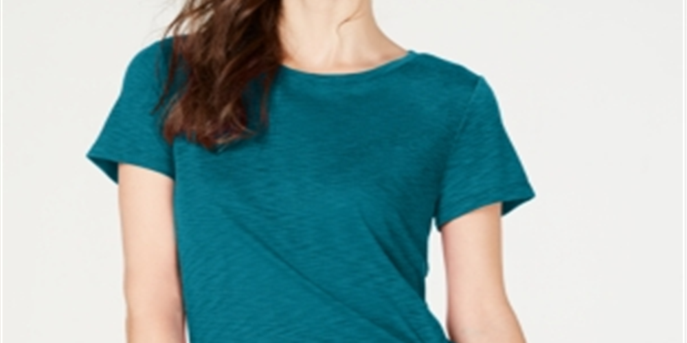 Camiseta feminina INC com franzido lateral, verde, tamanho pequeno, extragrande