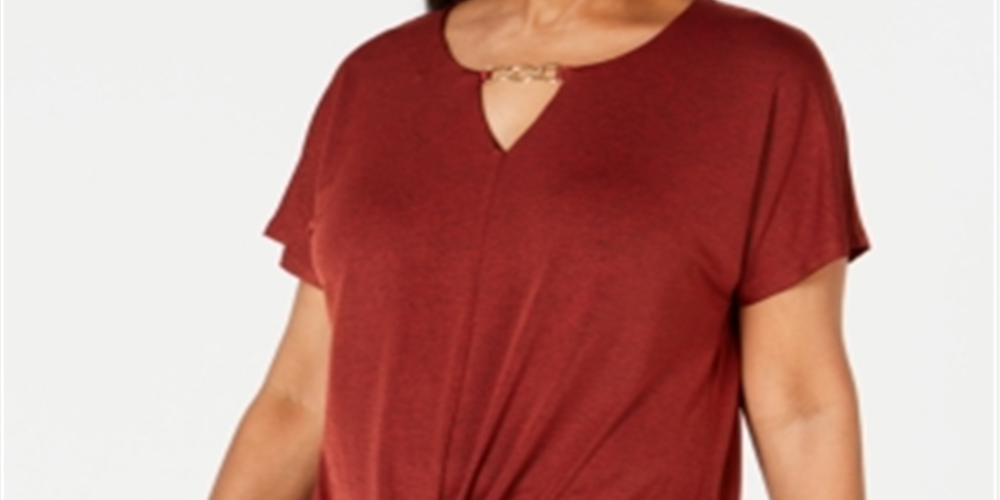 Top feminino com bainha torcida JM Collection, vermelho, tamanho médio