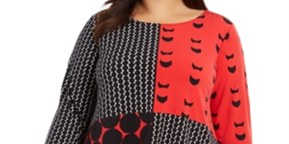 Túnica Alfani Feminina Plus Size Estampada Alta Baixa Vermelha Tamanho 0X