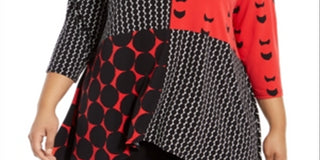 Túnica Alfani Feminina Plus Size Estampada Alta Baixa Vermelha Tamanho 0X