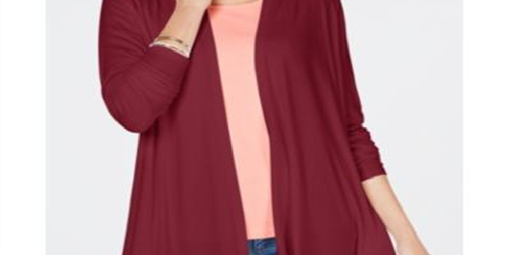 Karen Scott Cardigan Feminino Drapeado Frente Aberta Vinho Tamanho Médio