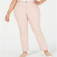 Jeans feminino estilo &amp; co, cintura alta, slim, rosa, tamanho 14W