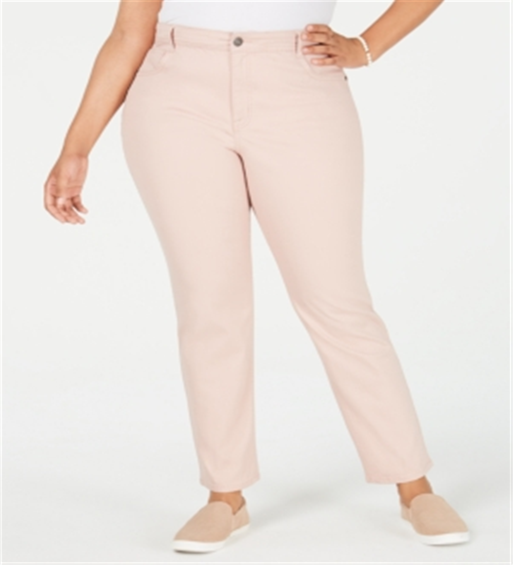 Jeans feminino estilo &amp; co, cintura alta, slim, rosa, tamanho 14W