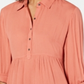 Camisa oversized feminina estilo &amp; co com mangas enroladas, cobre, rosa, laranja, tamanho 2XL