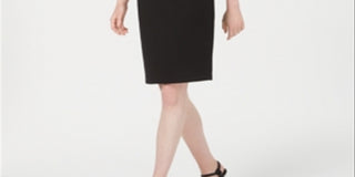 Vestido de coquetel Calvin Klein feminino com decote ombro a ombro, preto, tamanho 12