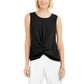Blusa feminina Alfani sem mangas com decote redondo, preta, tamanho médio