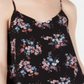 Regata feminina com alças finas e estampa floral Hippie Rose, preta, tamanho extragrande
