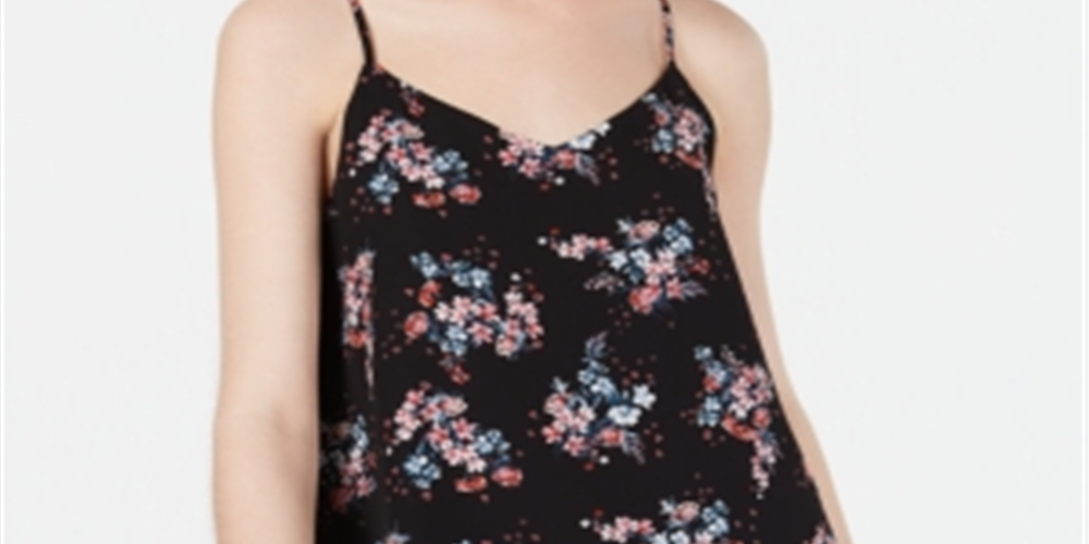 Regata feminina com alças finas e estampa floral Hippie Rose, preta, tamanho extragrande