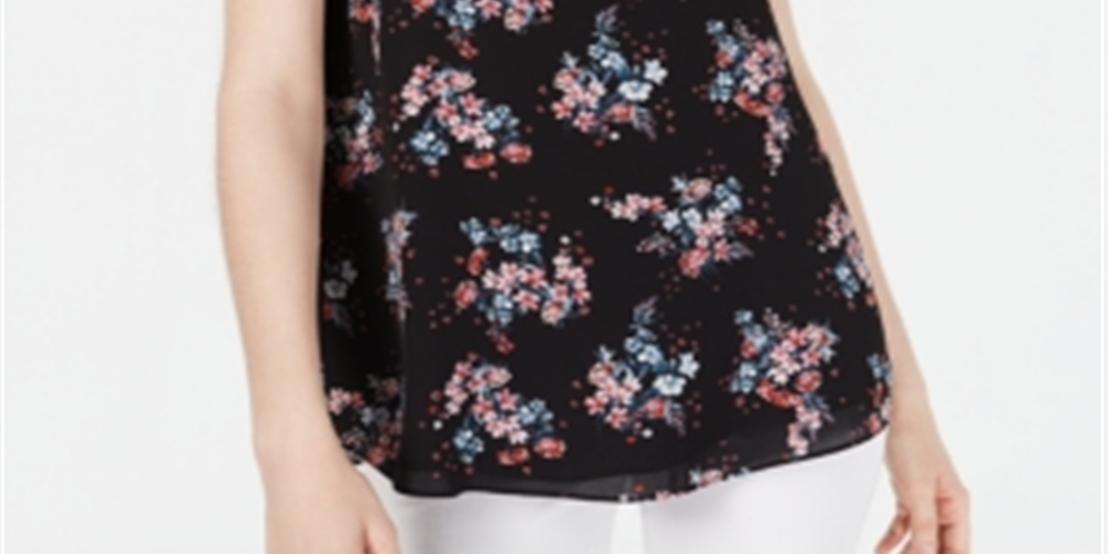 Regata feminina com alças finas e estampa floral Hippie Rose, preta, tamanho extragrande