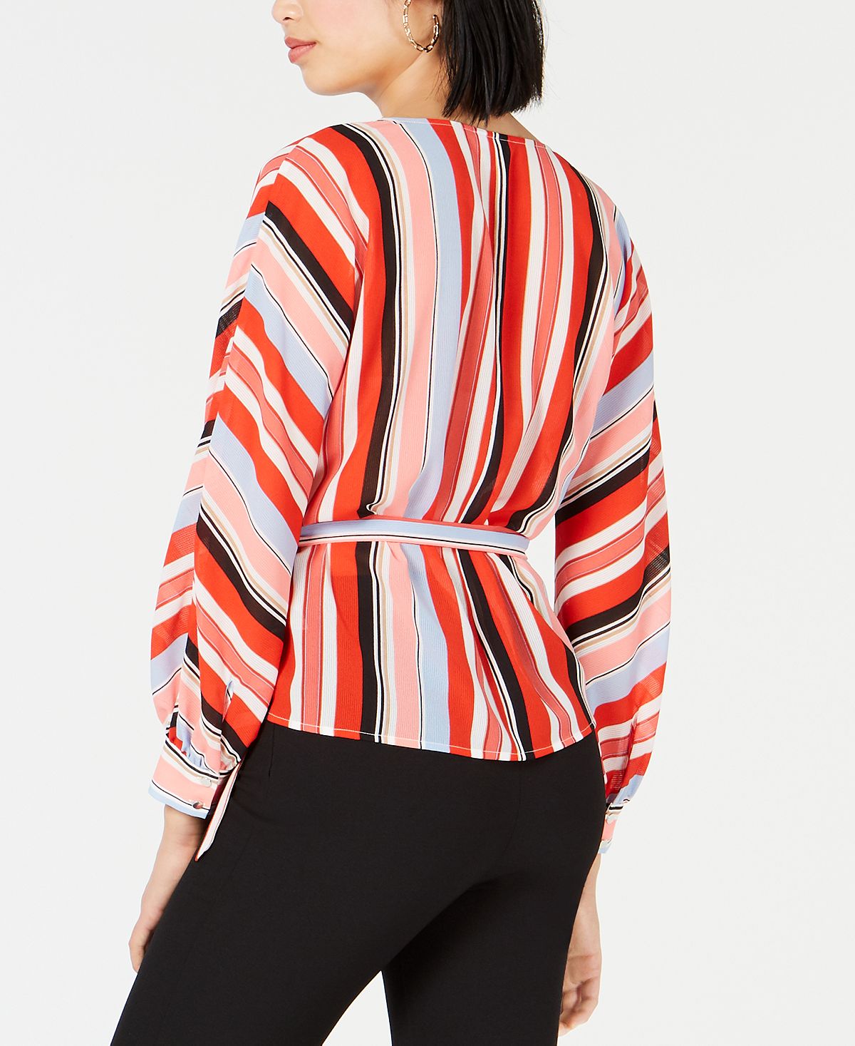 Blusa feminina listrada Bar III vermelha tamanho grande