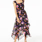 Vestido feminino Bar III com estampa floral e costas abertas, preto, tamanho extragrande