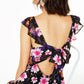 Vestido feminino Bar III com estampa floral e costas abertas, preto, tamanho extragrande