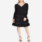 Vestido de malha com acabamento em tule feminino Lauren Ralph Lauren, preto, tamanho 8