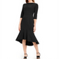 Vestido midi com babados Calvin Klein feminino, preto, tamanho 8