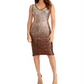 Vestido de coquetel com decote em V, sem mangas, comprimento até o joelho, com lantejoulas, estilo ombré, Rachel Roy, tamanho 0