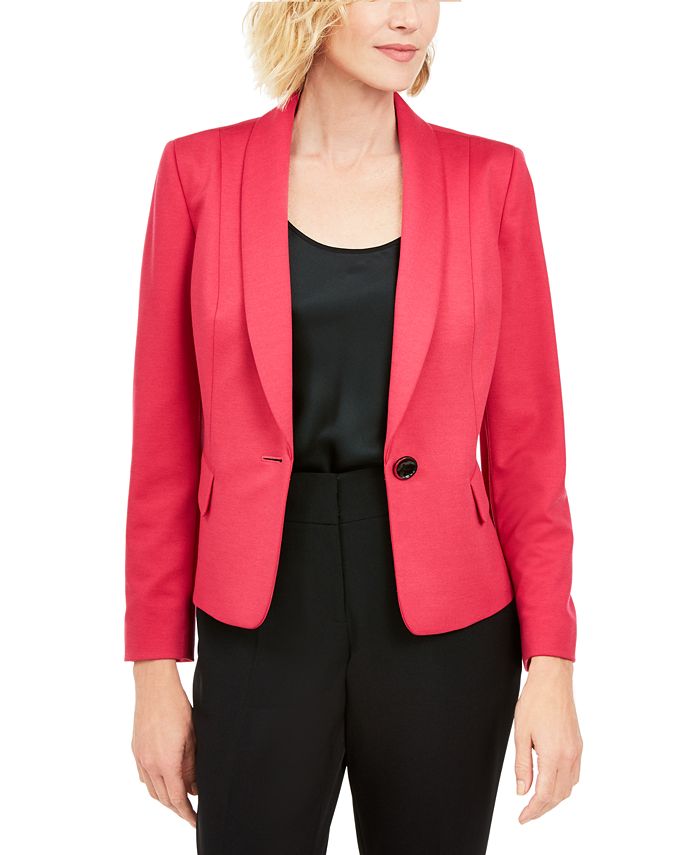 Kasper Feminino Petite Shawl-Collar Single-But Batom Rosa Tamanho 2P