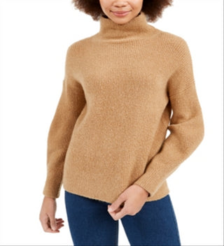 Suéter feminino French Connection Orla Flossy gola alta marrom tamanho grande