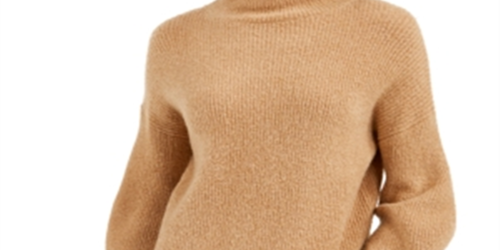 Suéter feminino French Connection Orla Flossy gola alta marrom tamanho grande