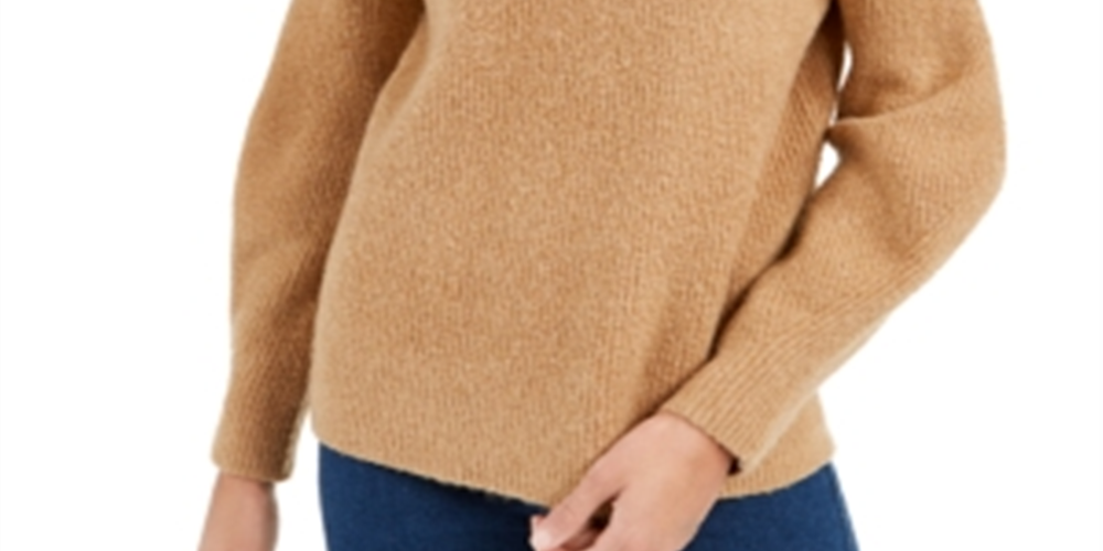 Suéter feminino French Connection Orla Flossy gola alta marrom tamanho grande