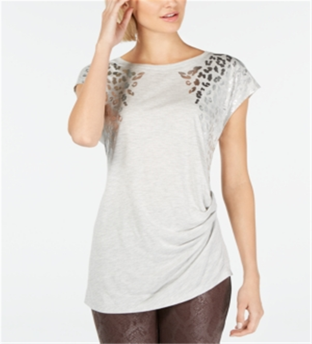 Camiseta feminina INC com estampa animal Hthr Belle cinza tamanho GG