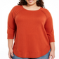 Suéter feminino plus size com cadarço e acabamento em chevron, laranja, tamanho 3X, da Style &amp; Co