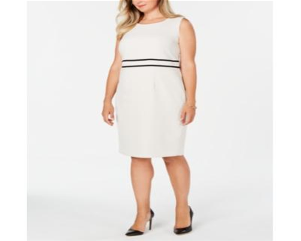 Vestido justo de crepe plus size Kasper feminino, branco, tamanho 20W