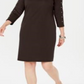 Vestido feminino Karen Scott com decote canoa e tachas, marrom, tamanho pequeno G