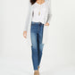 Cardigan feminino de malha chenille com frente aberta, tamanho PP, branco