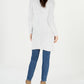 Cardigan feminino de malha chenille com frente aberta, tamanho PP, branco