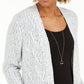 Cardigan feminino de malha chenille com frente aberta, tamanho PP, branco