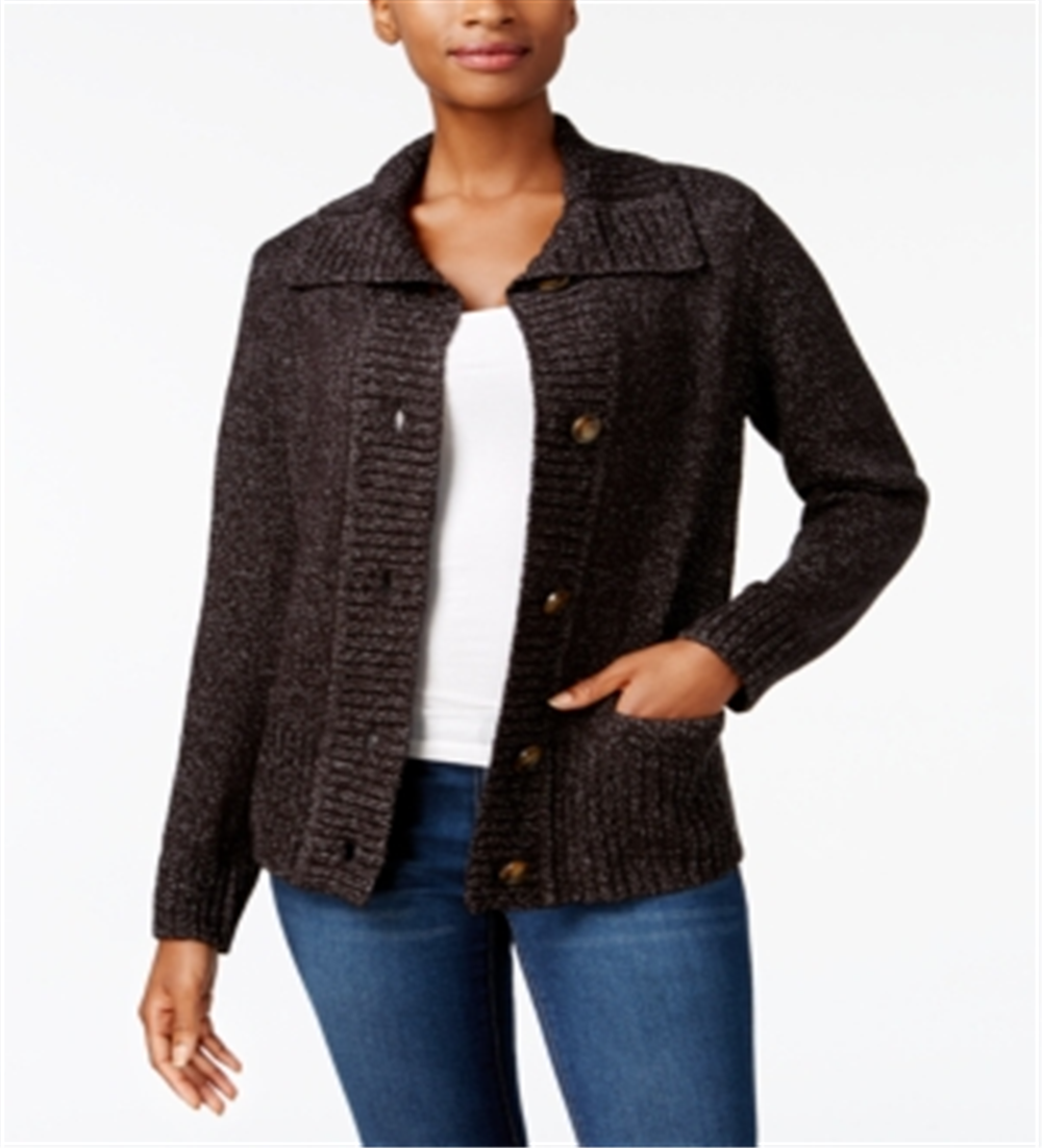 Karen Scott Cardigan Feminino com Botões Frontais Preto Tamanho Pequeno GG