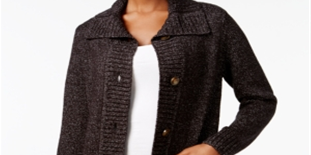 Karen Scott Cardigan Feminino com Botões Frontais Preto Tamanho Pequeno GG