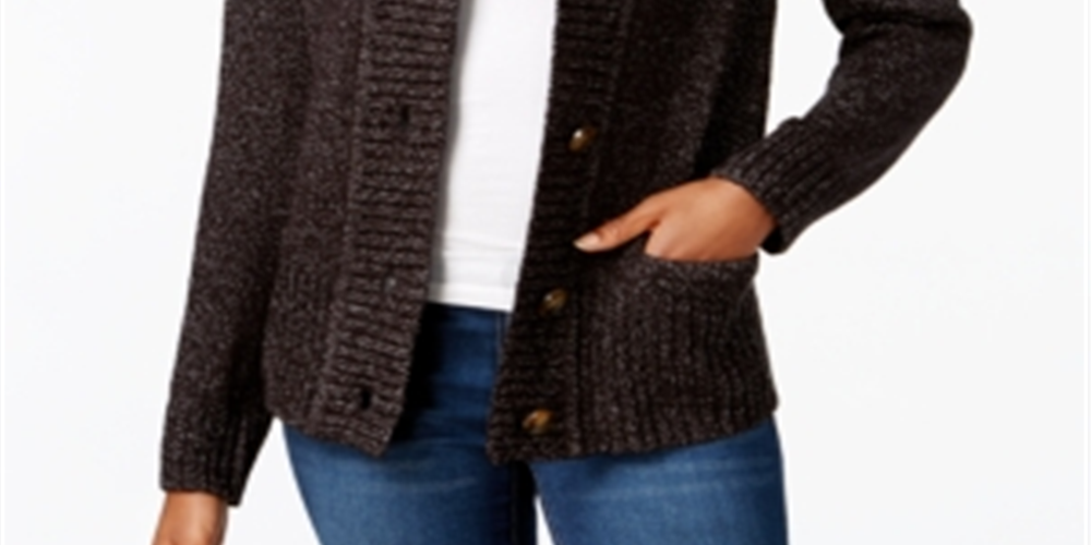 Karen Scott Cardigan Feminino com Botões Frontais Preto Tamanho Pequeno GG