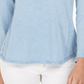 Blusa feminina de algodão bordado com decote dividido, azul, tamanho pequeno P