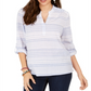 Blusa listrada com decote aberto feminina Style &amp; Co, azul, tamanho pequeno