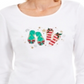 Karen Scott Blusa feminina de algodão com manga 3/4 e decote redondo para festas, branca, tamanho extrapequeno