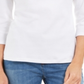 Karen Scott Blusa feminina de algodão com manga 3/4 e decote redondo para festas, branca, tamanho extrapequeno