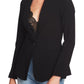 1.STATE Blazer feminino de crepe elástico com um botão, preto