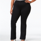 Calça feminina estilo plus size com cintura média e corte bootcut, tamanho 24W, azul