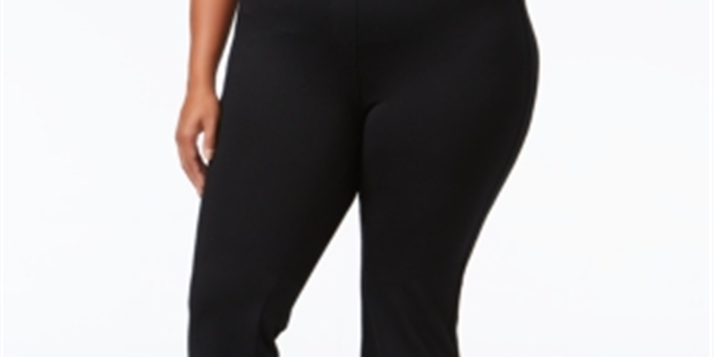 Calça feminina estilo plus size com cintura média e corte bootcut, tamanho 24W, azul