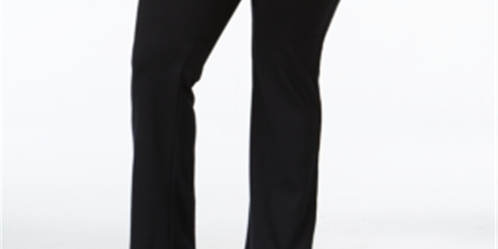 Calça feminina estilo plus size com cintura média e corte bootcut, tamanho 24W, azul