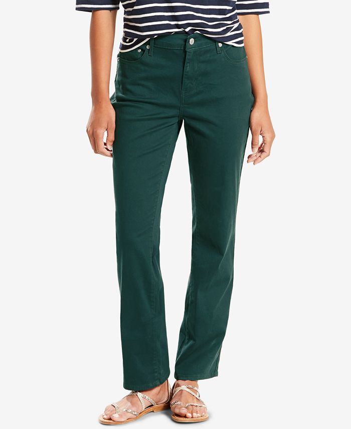 Calça jeans Levi's 505 reta feminina, verde, tamanho 18