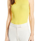 Anne Klein Blusa Feminina Gola Alta Canelada Sem Mangas Amarela Tamanho X-S