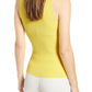 Anne Klein Blusa Feminina Gola Alta Canelada Sem Mangas Amarela Tamanho X-S