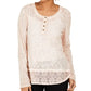 Top Henley de renda feminino Style &amp; Co, rosa, tamanho XX-G
