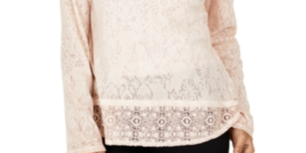 Top Henley de renda feminino Style &amp; Co, rosa, tamanho XX-G