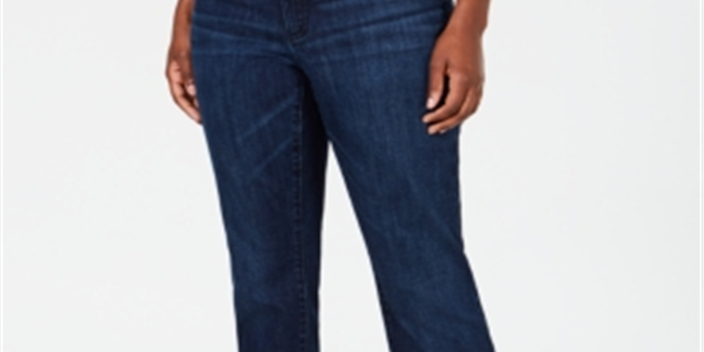 Calça jeans feminina Curvy Fit, perna reta, azul, tamanho 2, da INC International Concepts